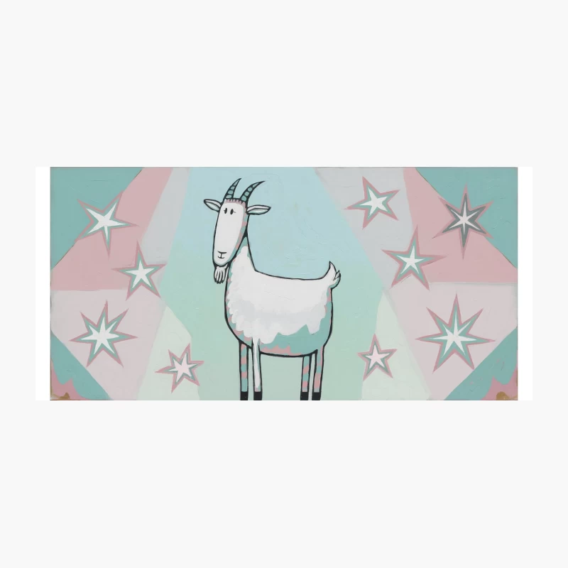 Whimsical Goat Cartoon with Stars in Pastel Nursery Art Coffee Mug