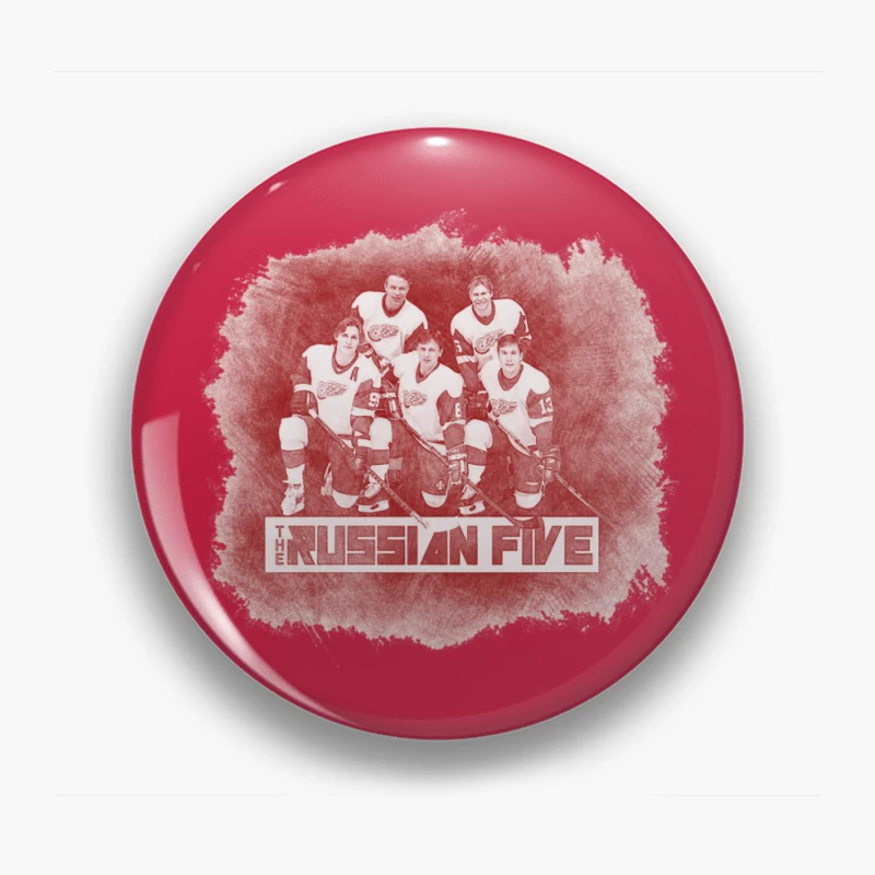 The Legendary Russian Five of Detroit Red Wings Hockey Team - Vintage Art Pin