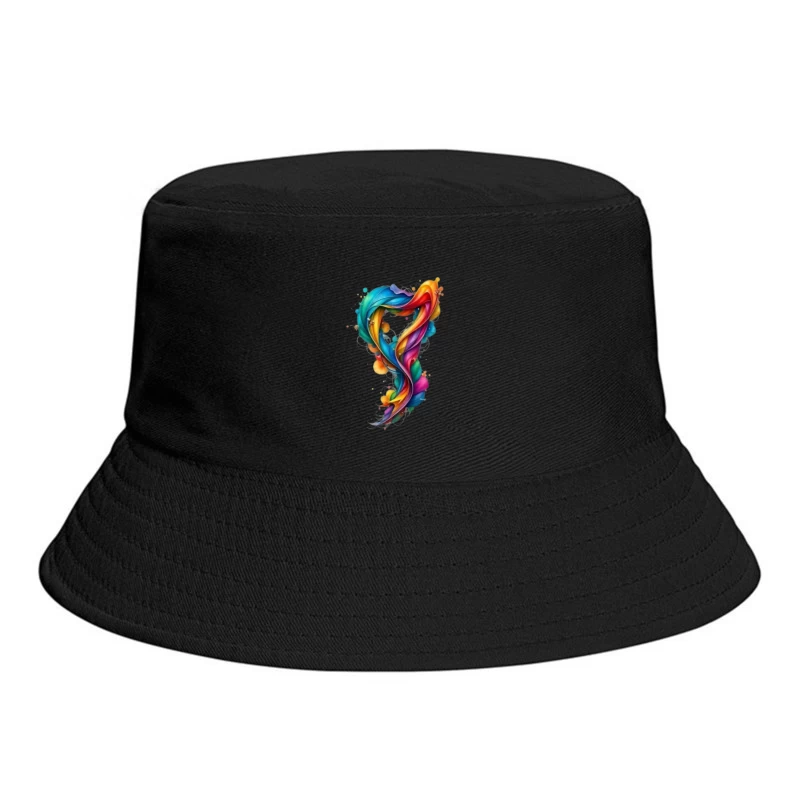 Vibrant Rainbow Swirl Abstract Digital Art Bucket Hat