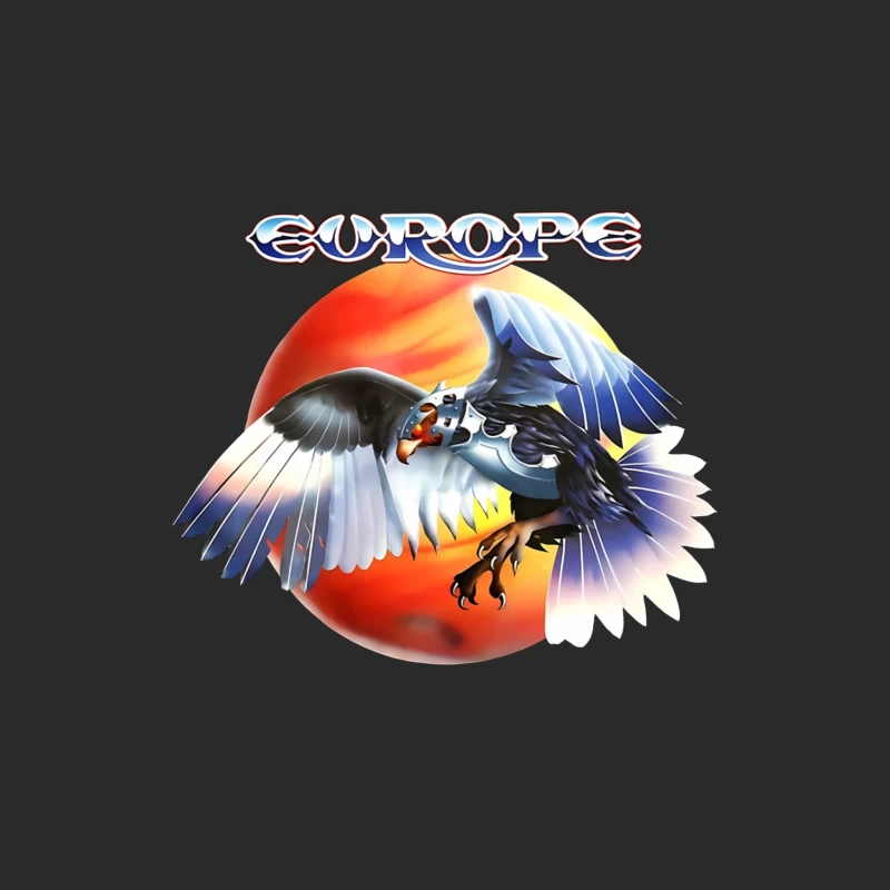 Europe Band Logo with Majestic Eagle Against Sunset Baseball Cap