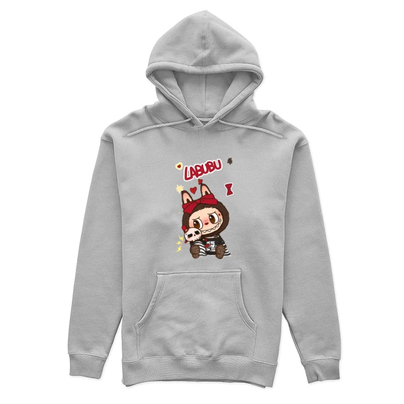 Niedliches Labubu mit roter Schleife Damen Pullover Hoodie