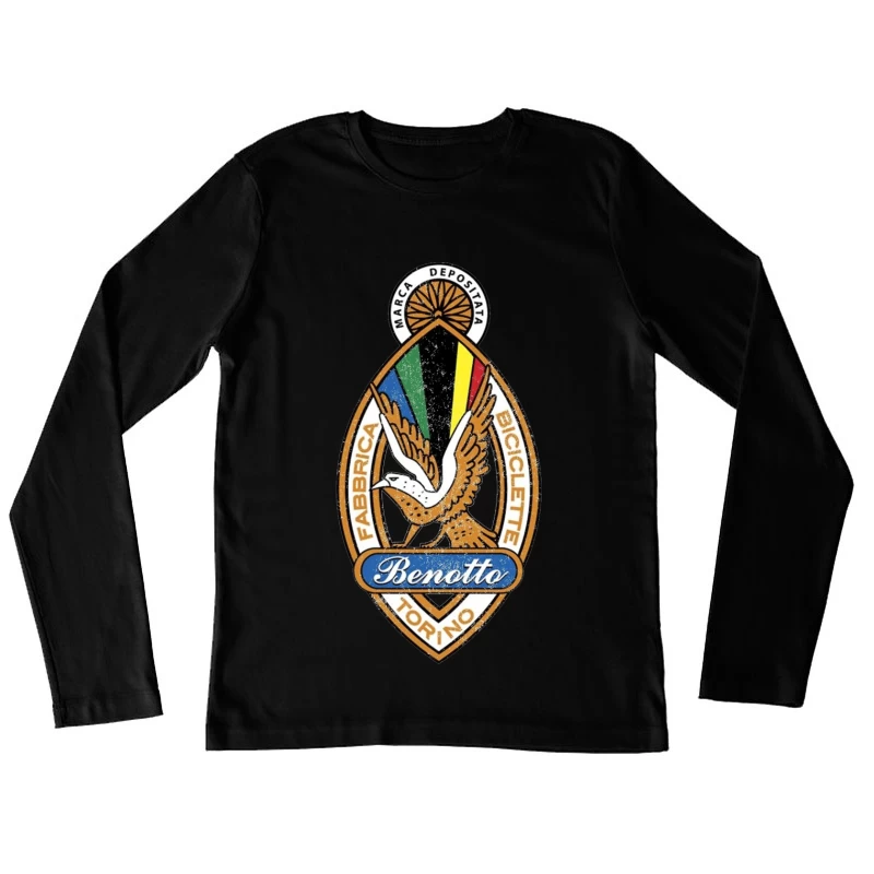 Vintage Benotto Bicycle Company Logo with Eagle Emblem Female Long Sleeve T-Shirt