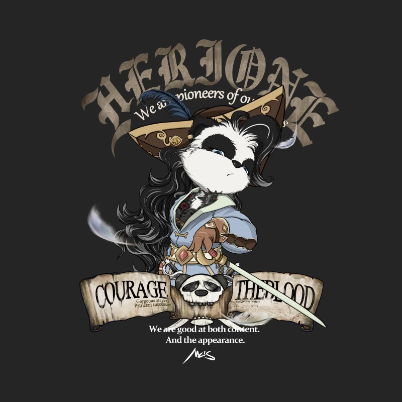Heldin Katze mit Schwert und Totenkopf Herren Pullover Sweatshirt