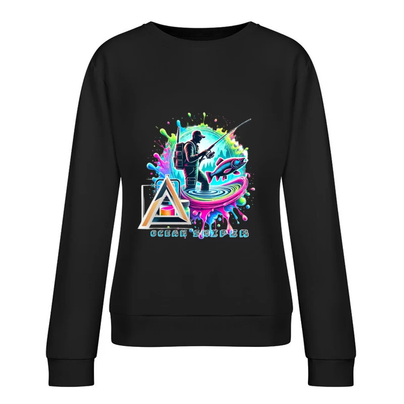 Vibrant Ocean Sport Fisher Abstract Art Design Female Pullover Sweatshirt