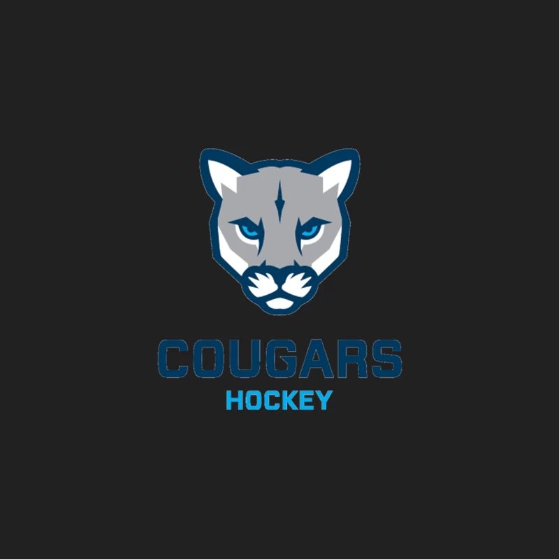 Cougars Hockey Team Logo with Blue and Gray Cougar Head Design Bucket Hat