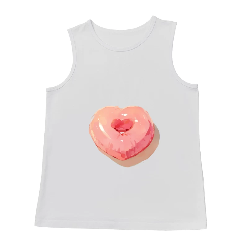 Pink Heart-Shaped Glazed Donut Digital Illustration Male Tank Top