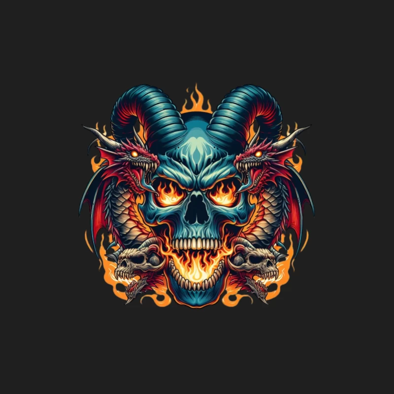 Dämonenschädel mit Drachen und Flammen Herren Tanktops