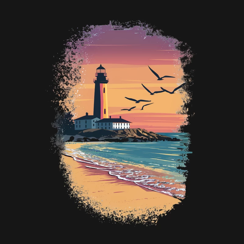 Paysage de phare au coucher du soleil Homme T-Shirt