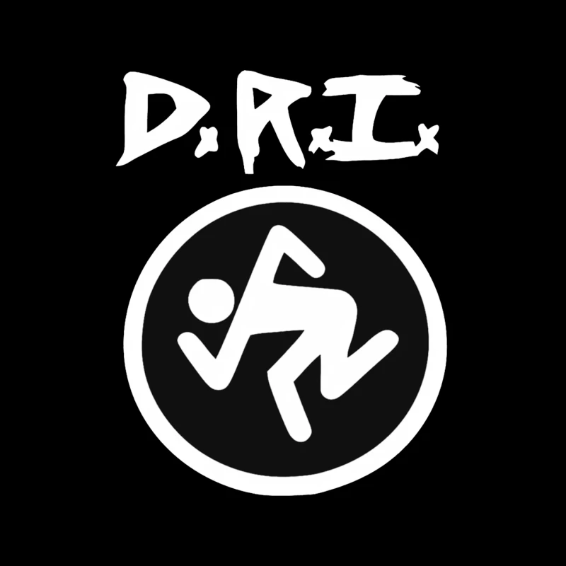 DRI Records Running Man Logo in Black and White Circle Mouse Pad