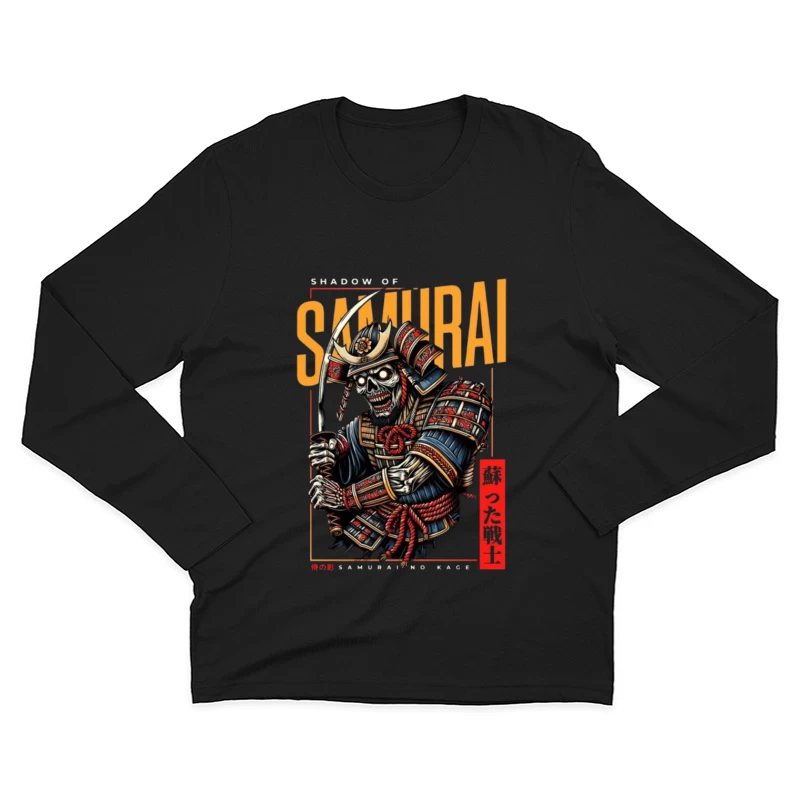 Undead Samurai Warrior in Traditional Armor - Japanese Digital Art Male Long Sleeve T-Shirt