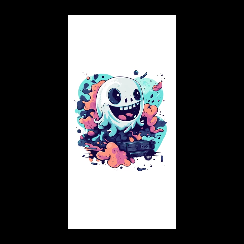 Playful Ghost with Colorful Swirls Gaming Art iPhone Case