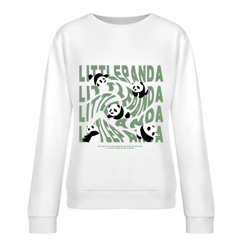 Niedliche Pandas auf verzerrtem Text Damen Pullover Sweatshirt