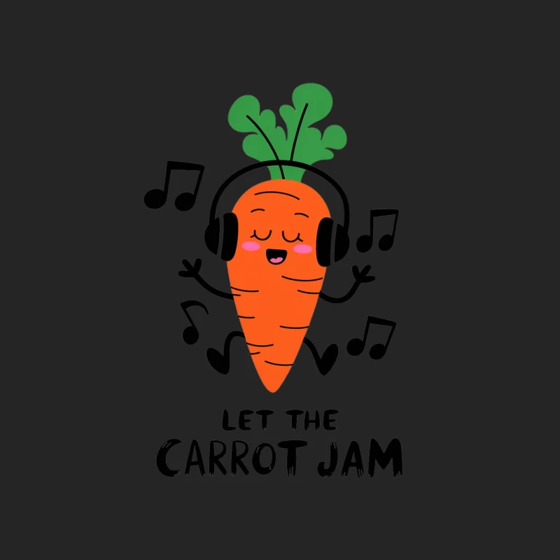 Funny Cartoon Carrot Dancing with Headphones and Music Notes Male Pullover Sweatshirt