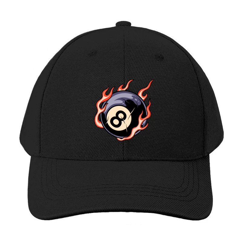 Flaming Eight Ball Illustration Baseball Cap