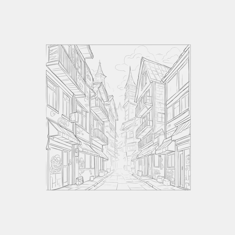 Charming Architectural Illustration of a Street Alley Male Tank Top