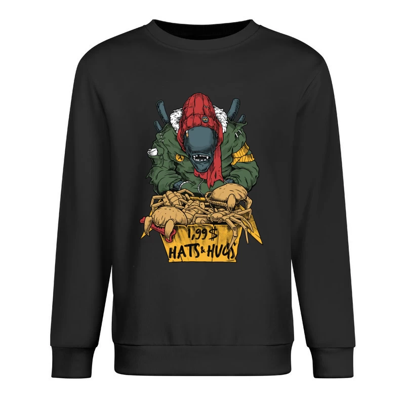 Monster Hat Vendor with Crabs Male Pullover Sweatshirt