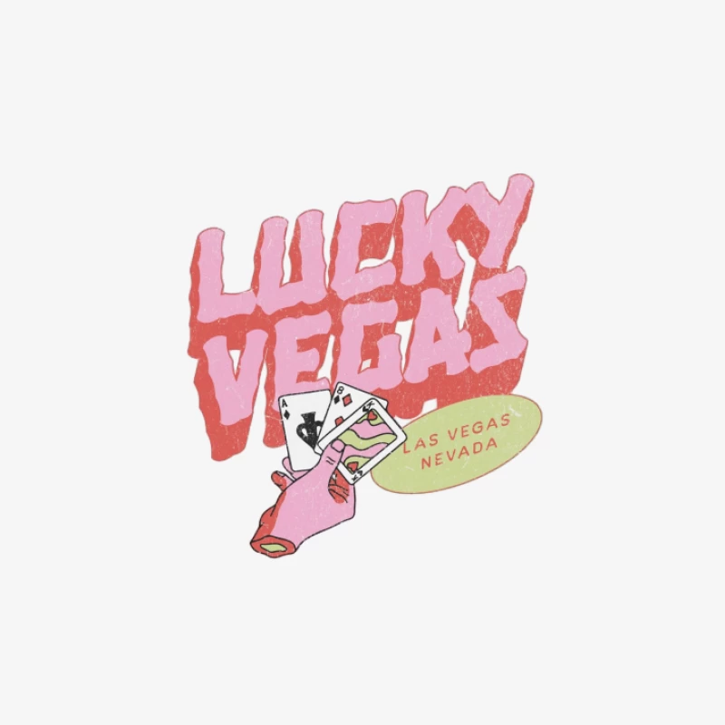 Glückliches Vegas-Design mit Karten und Schriftzug Herren Langarm T-Shirt