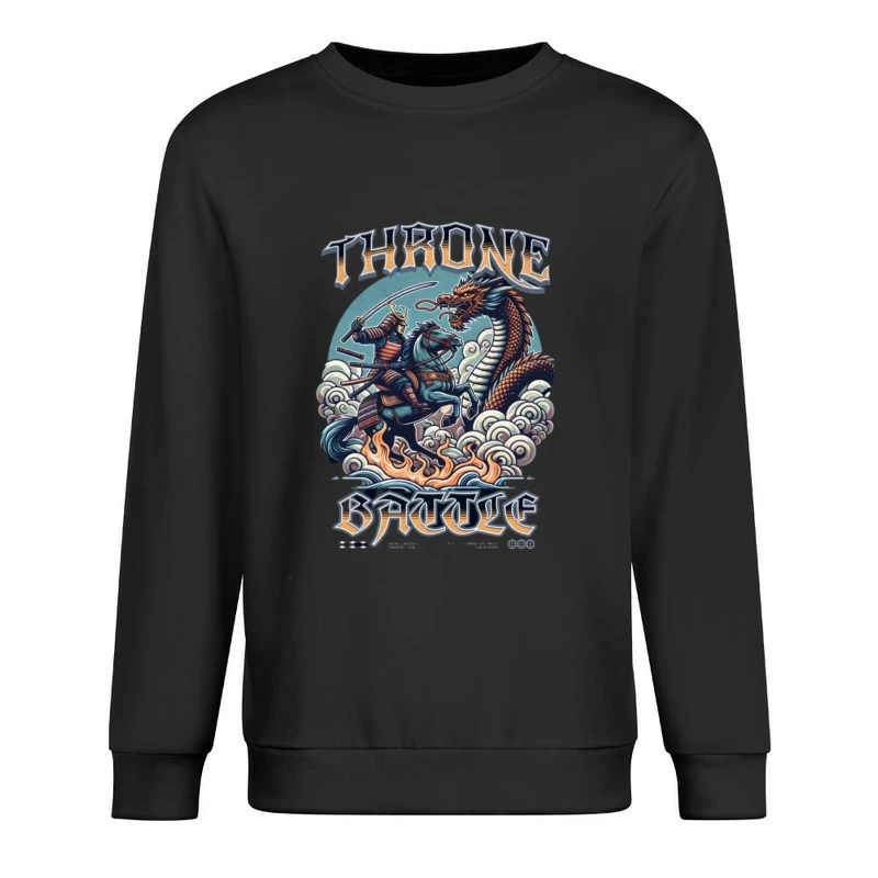 Samurai auf Pferd gegen Drachen im Kampf Herren Pullover Sweatshirt