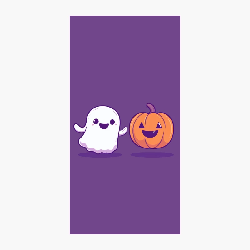 Cute Cartoon Halloween Ghost and Pumpkin Illustration iPhone Case