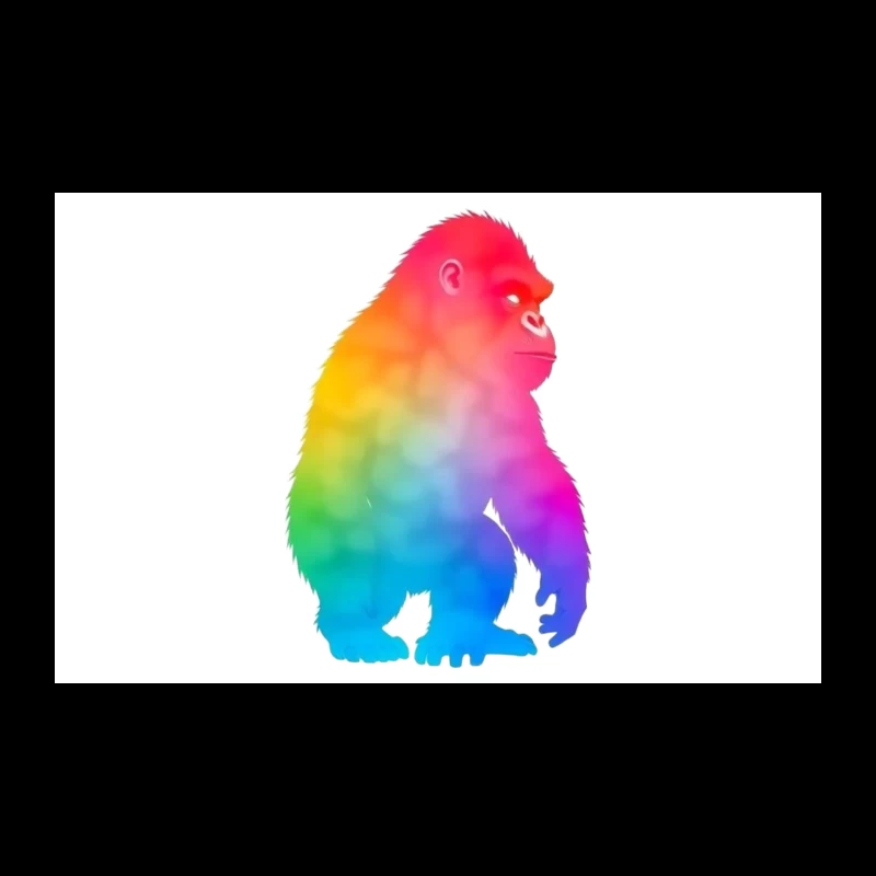 Rainbow Gradient Gorilla Silhouette Art Travel Mug