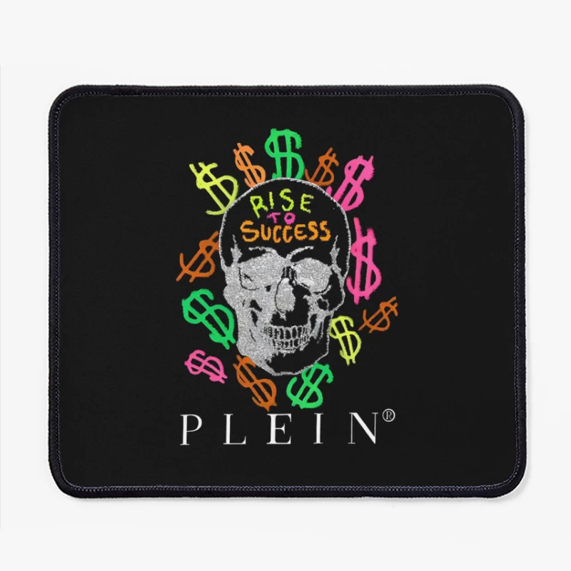 Colorful Skull Money Motivation Art: Rise to Success Mouse Pad