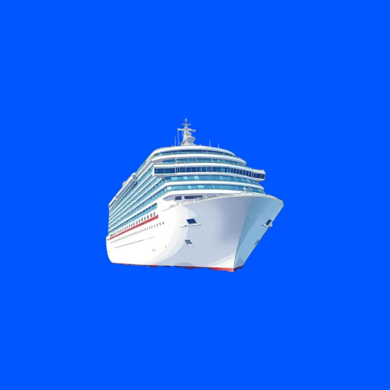 Modern Luxury Cruise Ship in White and Blue Design Desk Mat