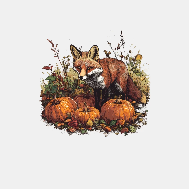 Autumnal Fox among Pumpkins: A Wildlife Harvest Scene Male Tank Top