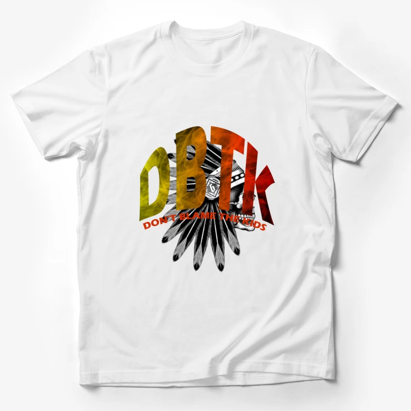DBTK Logo Design Featuring Feathers and Skull Male T-Shirt