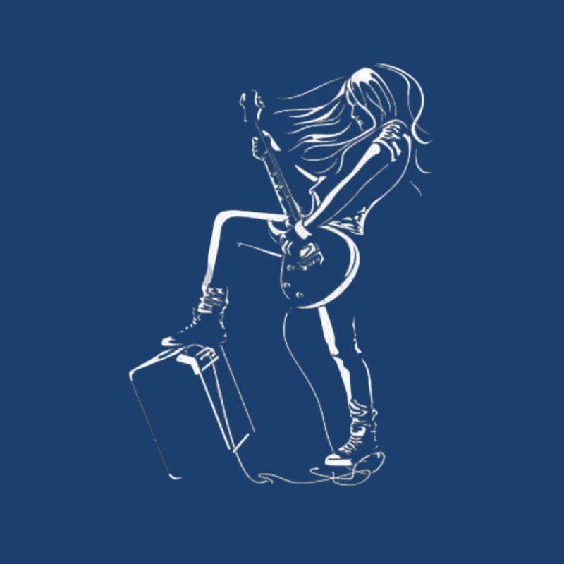 Rock Guitarist Illustration Male Pullover Hoodie