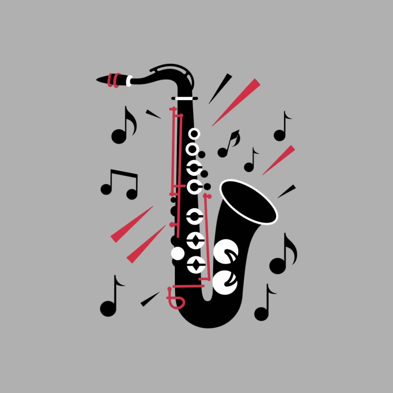 Stylized Jazz Saxophone with Musical Notes Design Male Tank Top