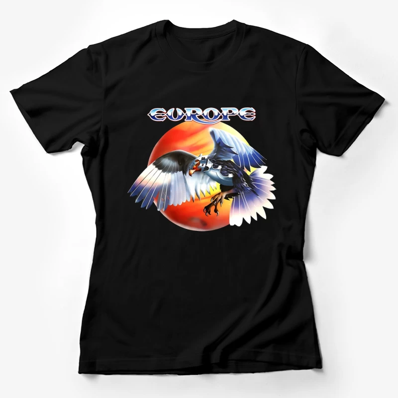 Europe Band Logo with Majestic Eagle Against Sunset Female T-Shirt