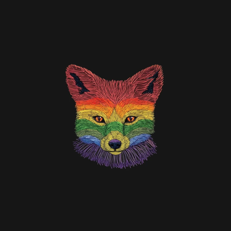 Vibrant Rainbow Fox Illustration: A Symbol of LGBTQ+ Pride Desk Mat