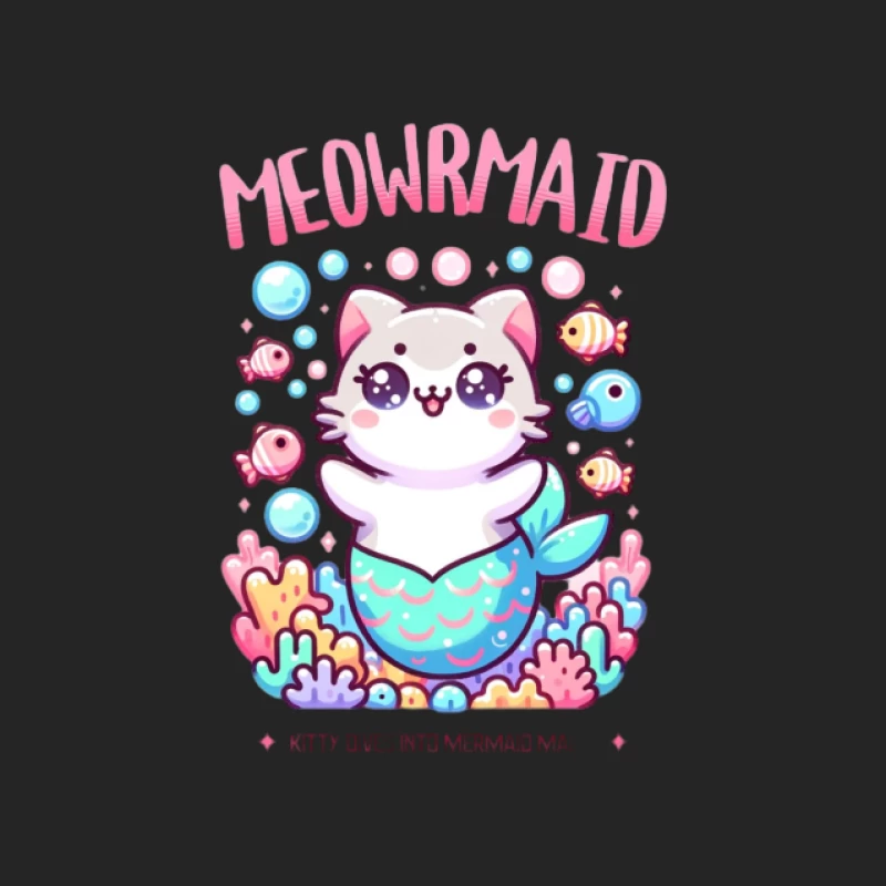 Kawaii Meowrmaid Katze Illustration Herren Pullover Sweatshirt