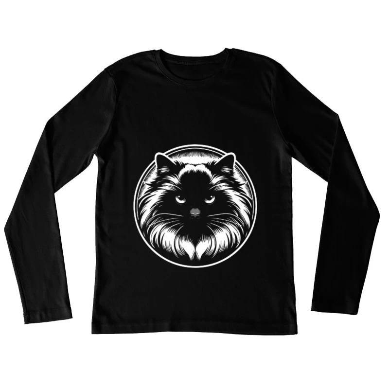 editable Dark Ragdoll Cat Portrait Female Long Sleeve T-Shirt