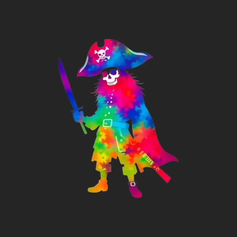 Colorful Pirate Skeleton with Sword Male Pullover Sweatshirt