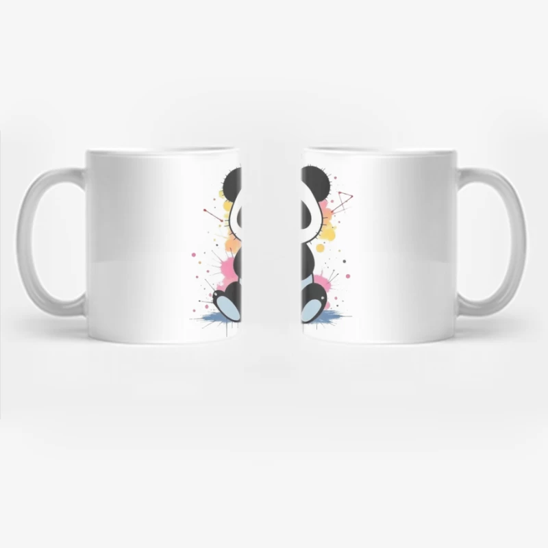 Adorable Cartoon Panda with Watercolor Splash Background Coffee Mug