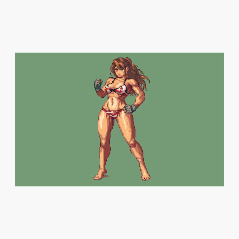 Pixel Art Fighting Game Character: Muscular Woman in Bikini Travel Mug