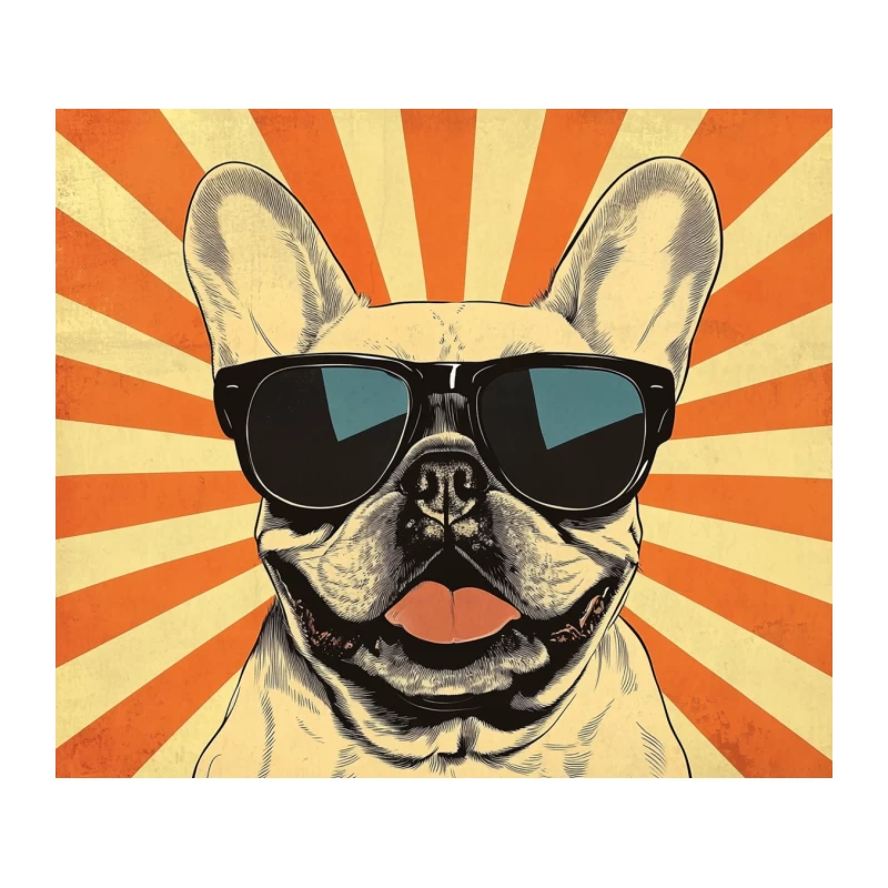 Cool French Bulldog with Sunglasses in Retro Pop Art Style Tapestry
