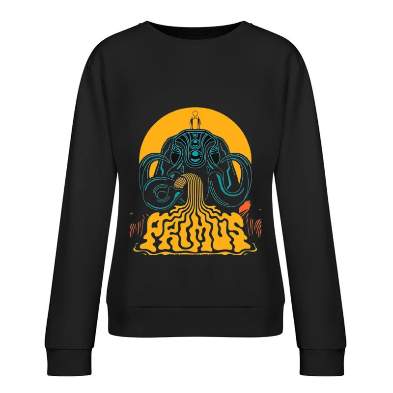 Psychedelic Primus Concert Poster with Elephant Motif Female Pullover Sweatshirt