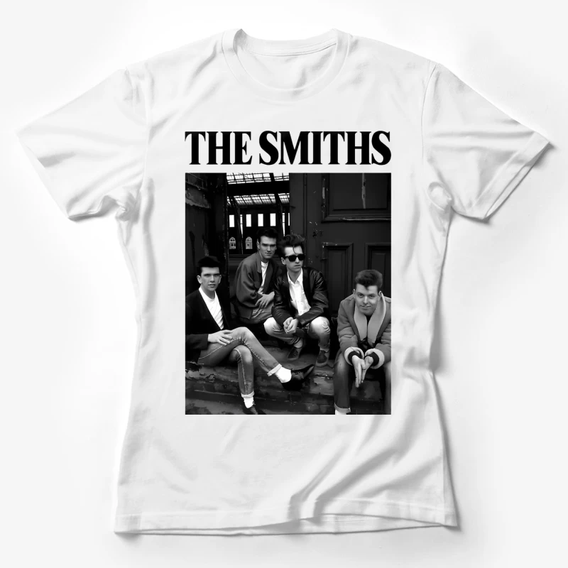 The Smiths: Iconic 1980s British Alternative Rock Band in Black and White Female T-Shirt