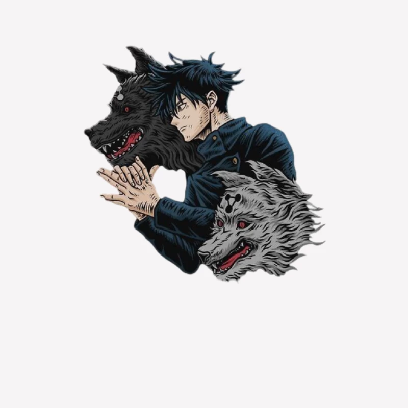 Anime Charakter mit Schattenwölfen Damen T-Shirt