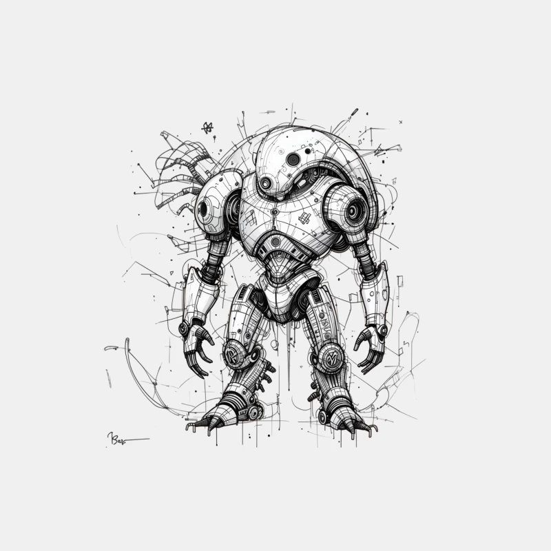 Futuristic Mechanical Robot Illustration Male Tank Top