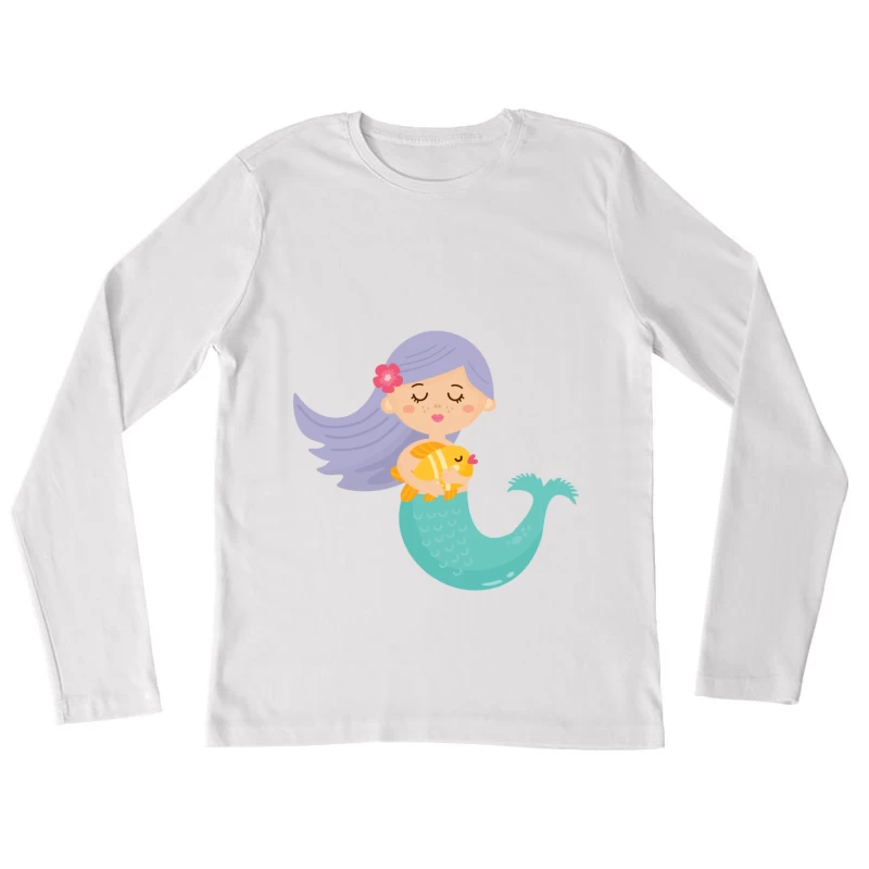 Petite sirène avec poisson Femme Manches Longues T-Shirt