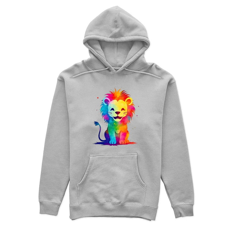 Colorful Cartoon Lion Illustration Female Pullover Hoodie