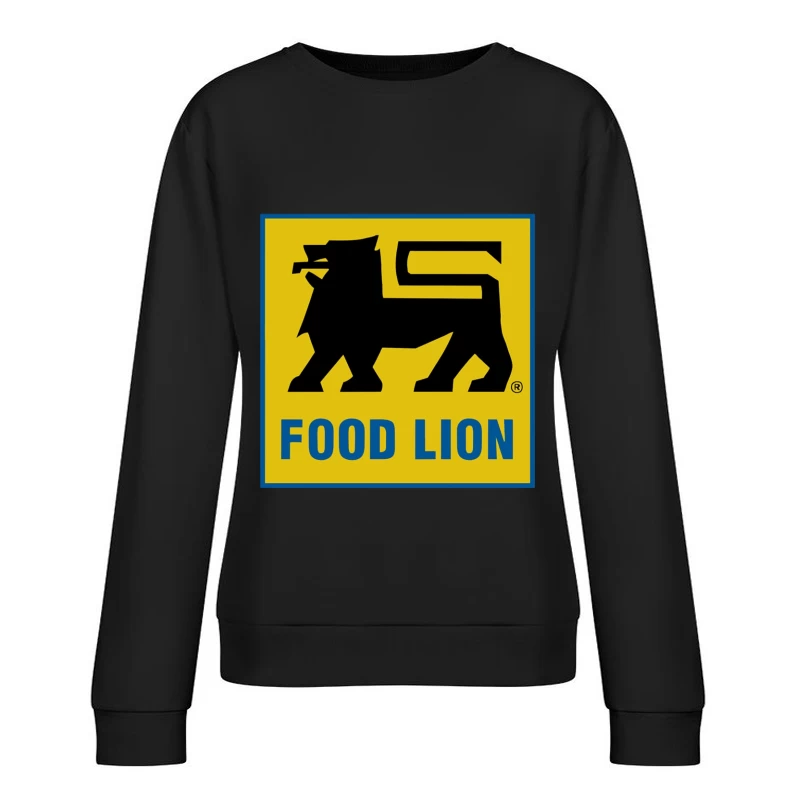 Food Lion Supermarket Chain Logo with Black Lion on Yellow Background Female Pullover Sweatshirt