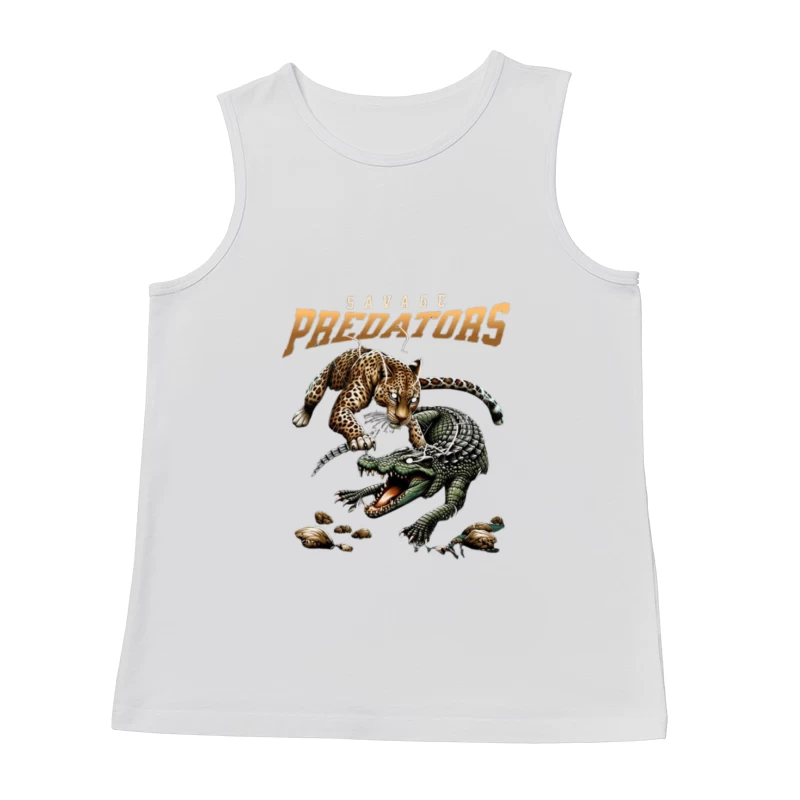 Savage Predators: Jaguar vs Crocodile Battle Art Male Tank Top