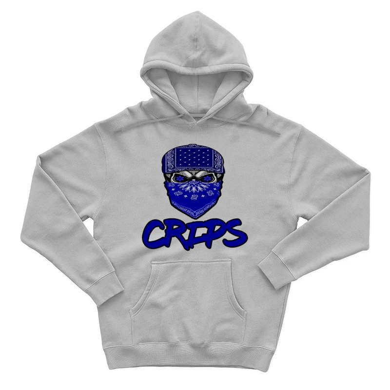 Blue Bandana Skull with Crips Gang Symbol Male Pullover Hoodie