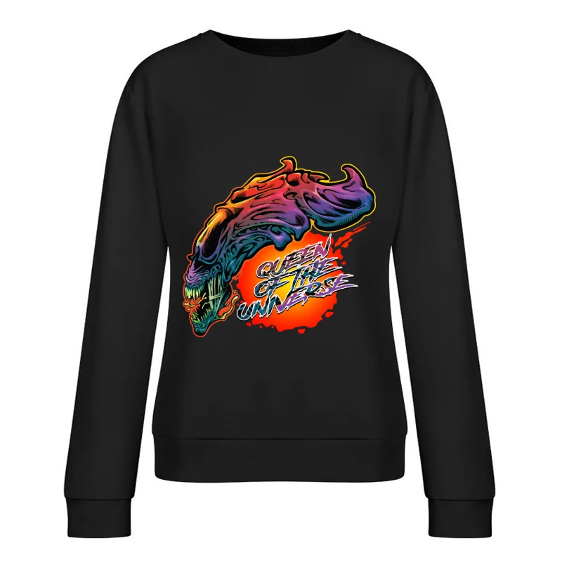 Vibrant Fantasy Creature Illustration Female Pullover Sweatshirt