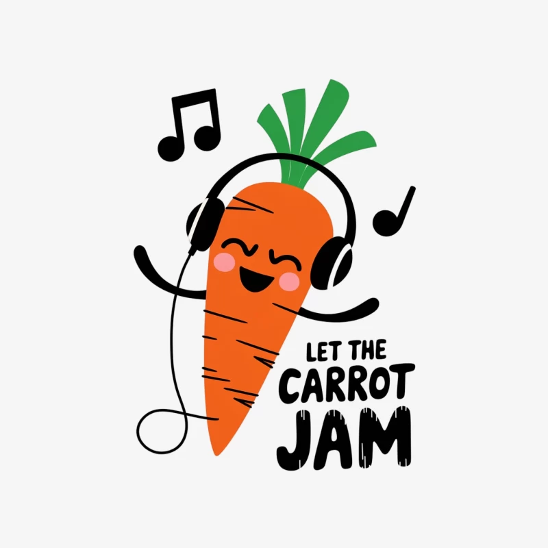 Happy Musical Carrot with Headphones Jamming Illustration Female Long Sleeve T-Shirt