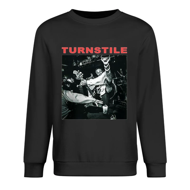 Energetic Black and White Hardcore Punk Concert Action Shot Male Pullover Sweatshirt